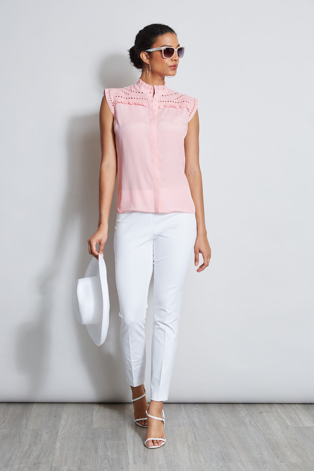 Women Embroidered Sleeveless Shirt | Elie Tahari