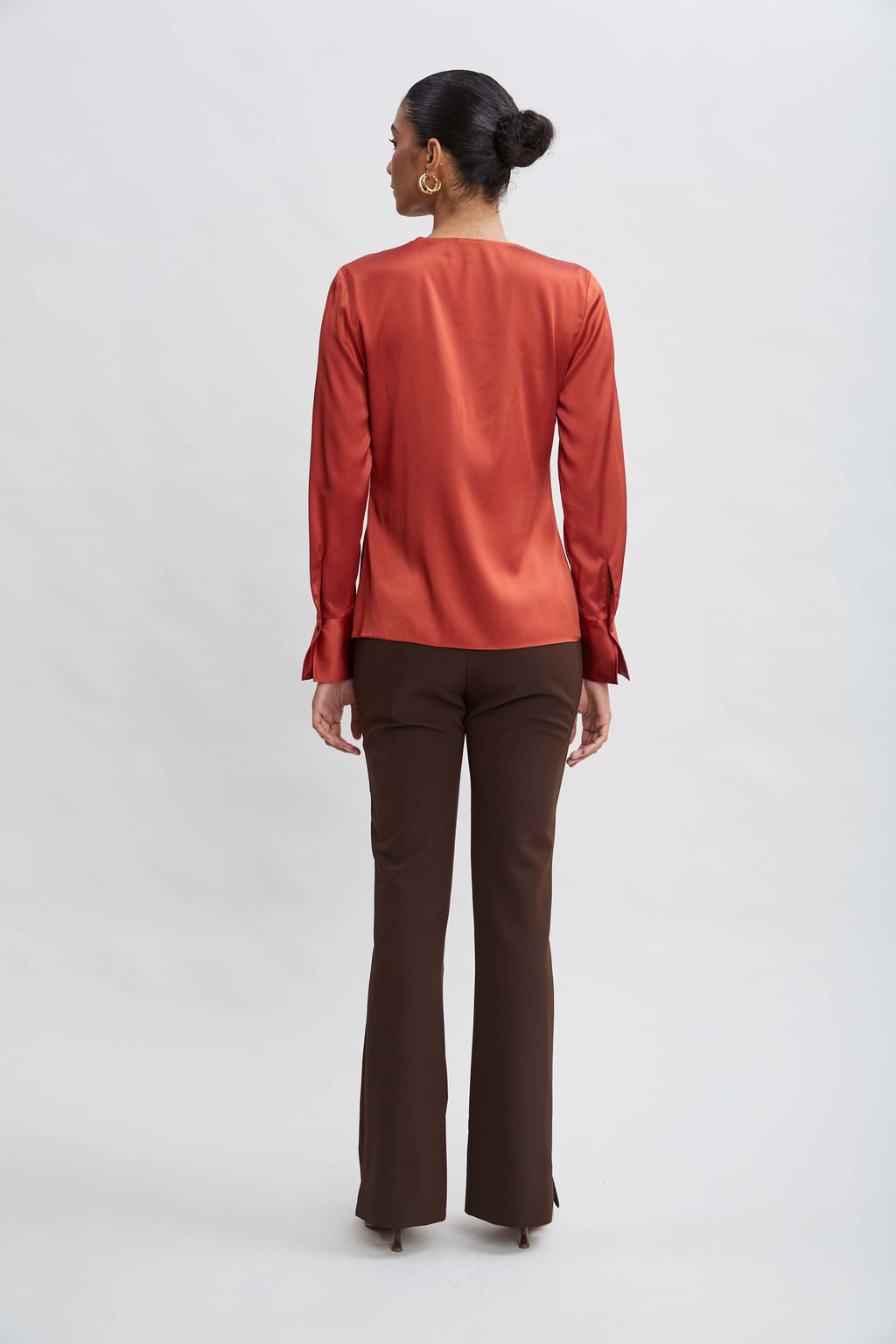 Women Silk Satin Contour Ruffle Shirt | Elie Tahari