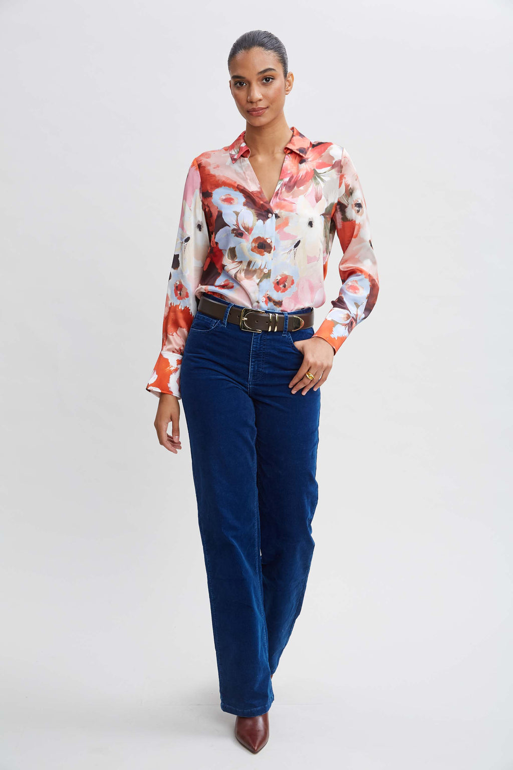 Women Silk Satin Wintergarden Shirt | Elie Tahari