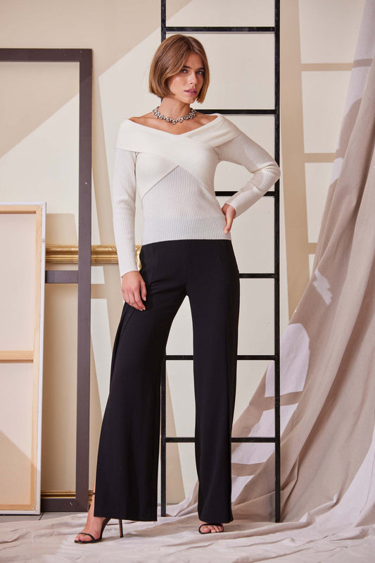 Women Cross Shoulder Cashmere Merino Sweater | Elie Tahari
