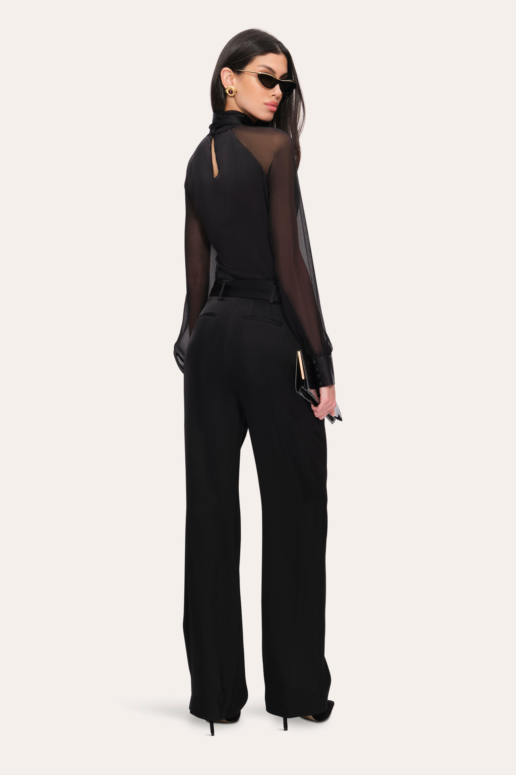 Women Silk Tie Top Black | Elie Tahari
