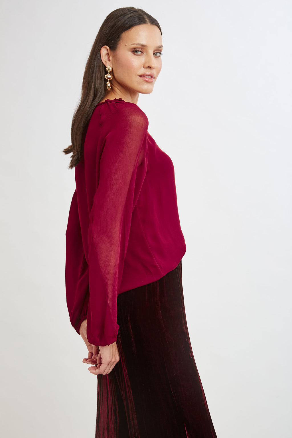 Women Chiffon Combo Georgette Shirt | Elie Tahari