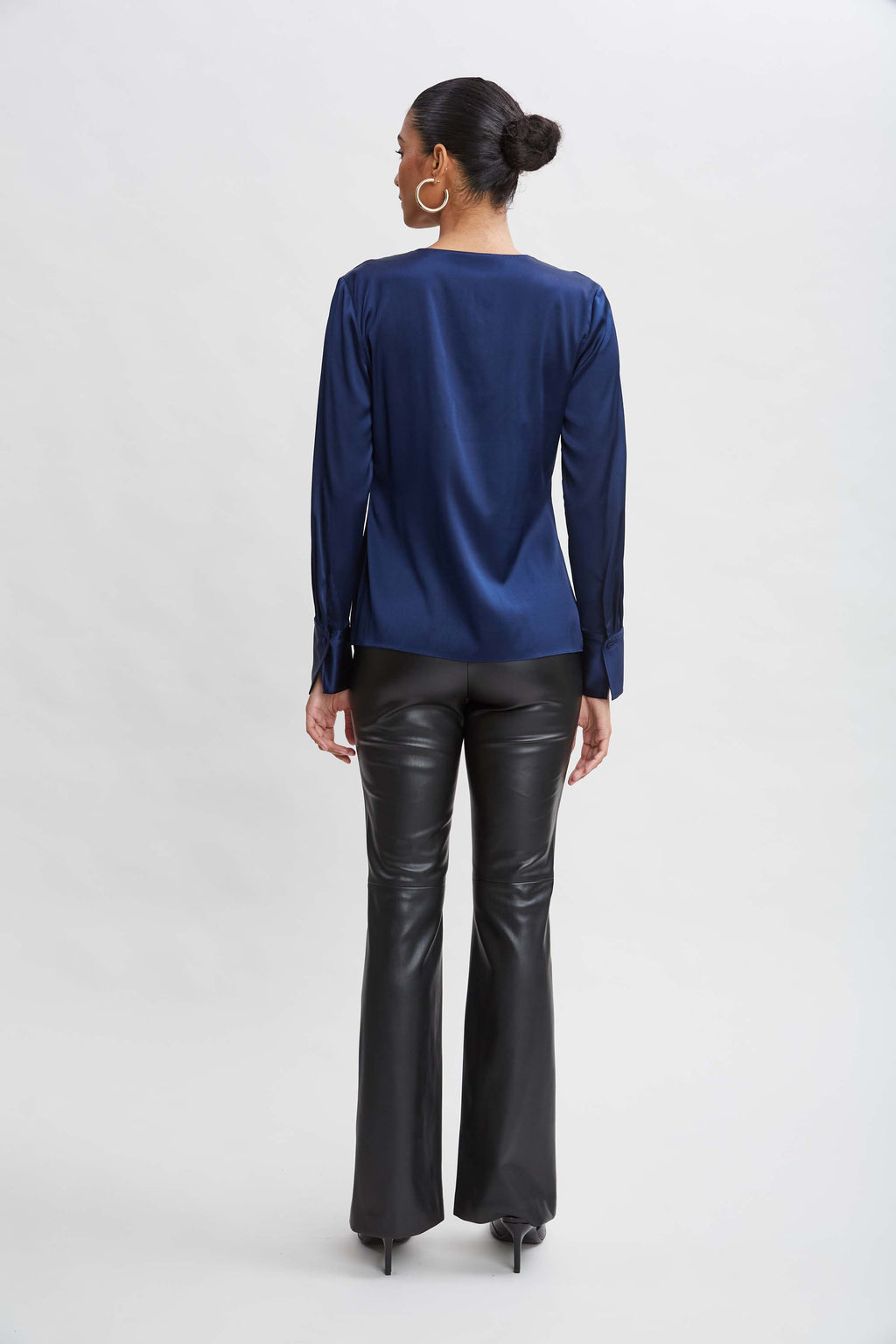 Women Silk Satin Contour Ruffle Shirt | Elie Tahari