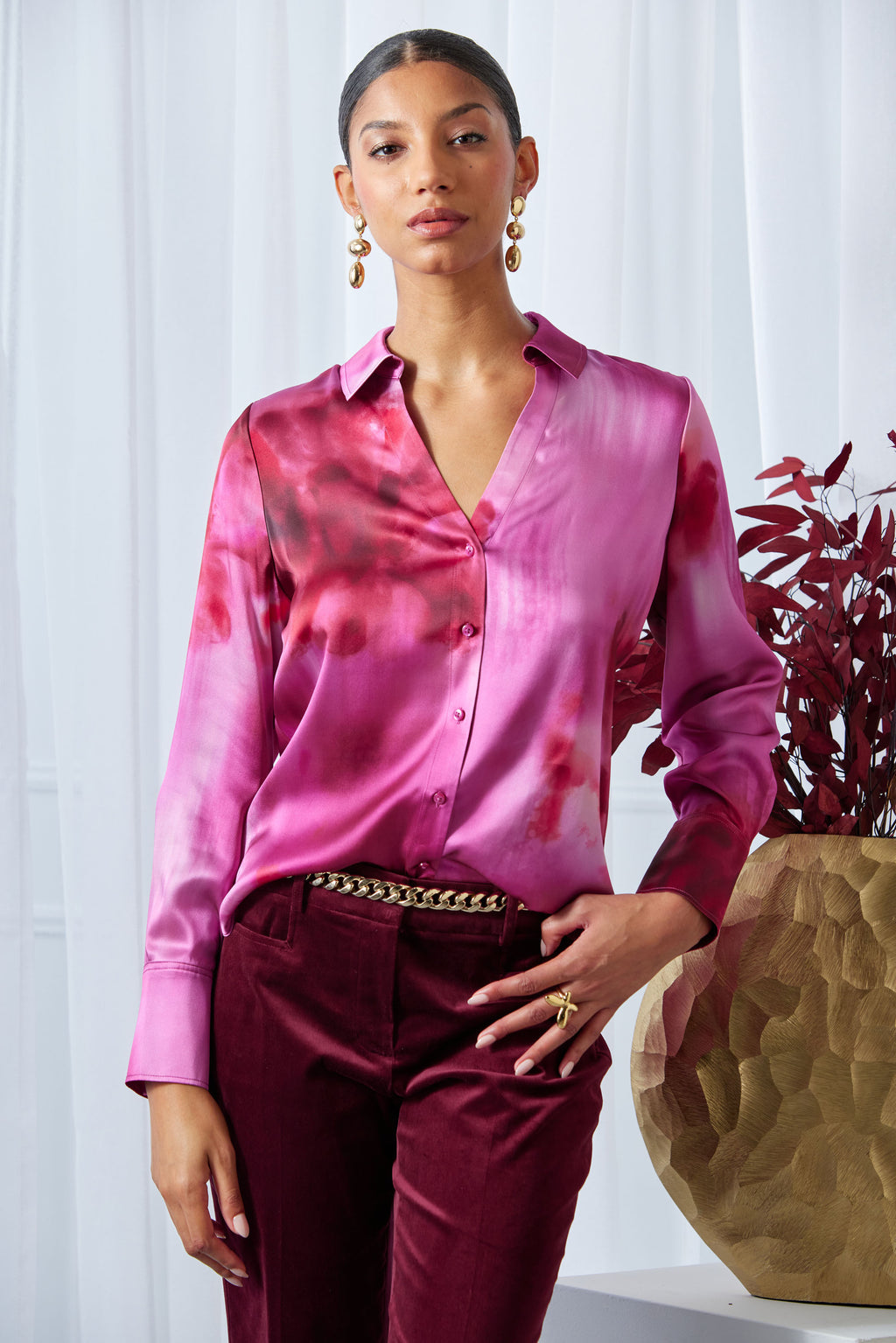 Women Silk Venetian Glass Shirt | Elie Tahari
