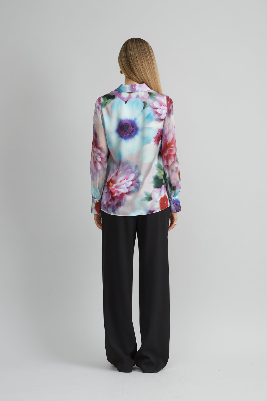 Women Mixed Media Silk Floral Shirt | Elie Tahari