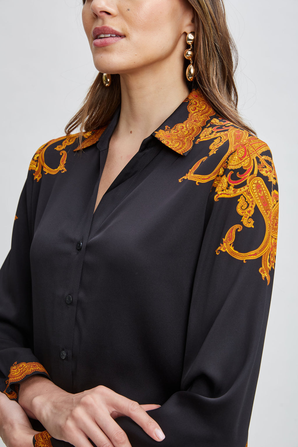 Women Silk Paisley Button Down Shirt | Elie Tahari