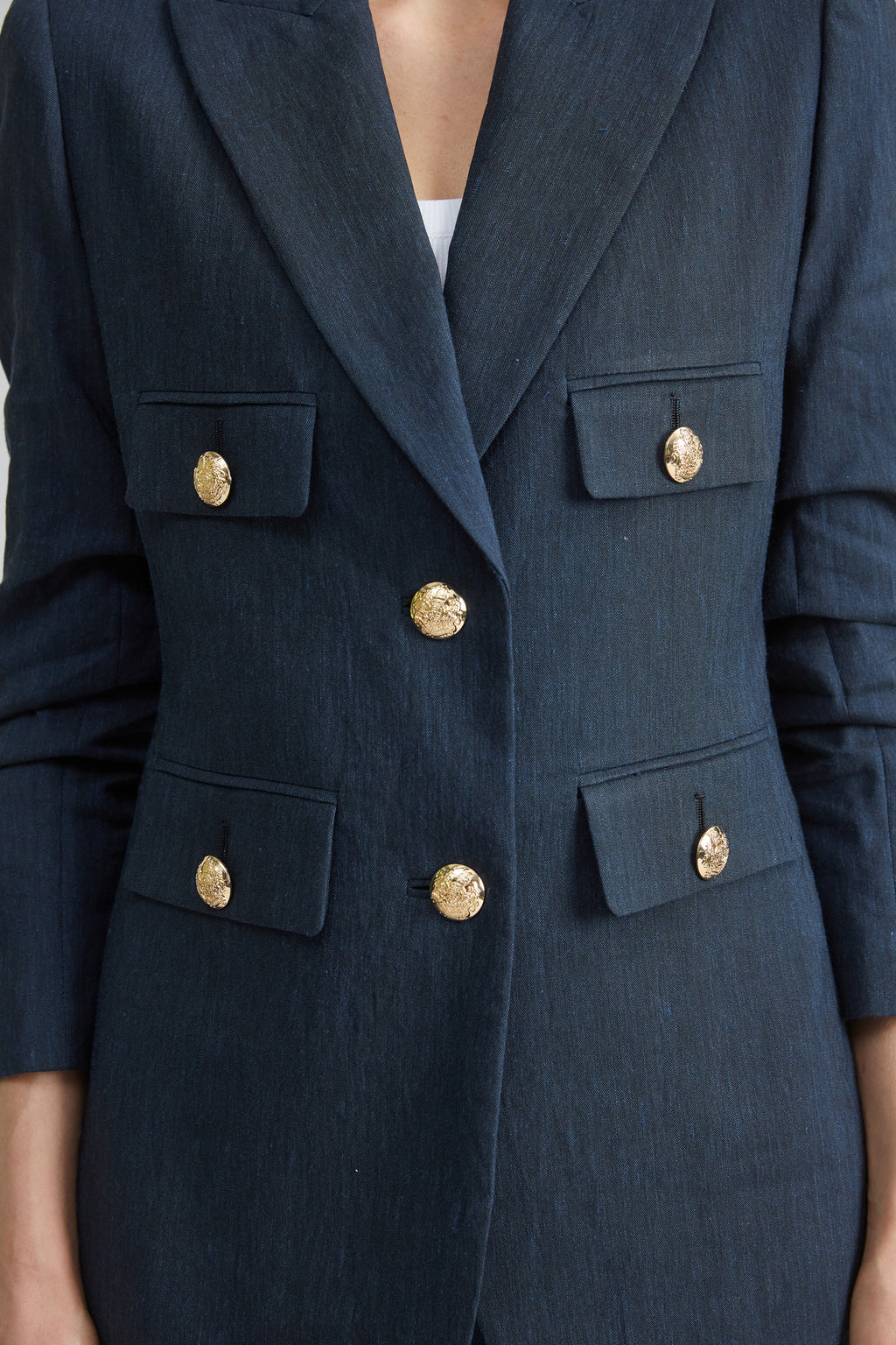 Women Linen Crest Button Blazer | Elie Tahari