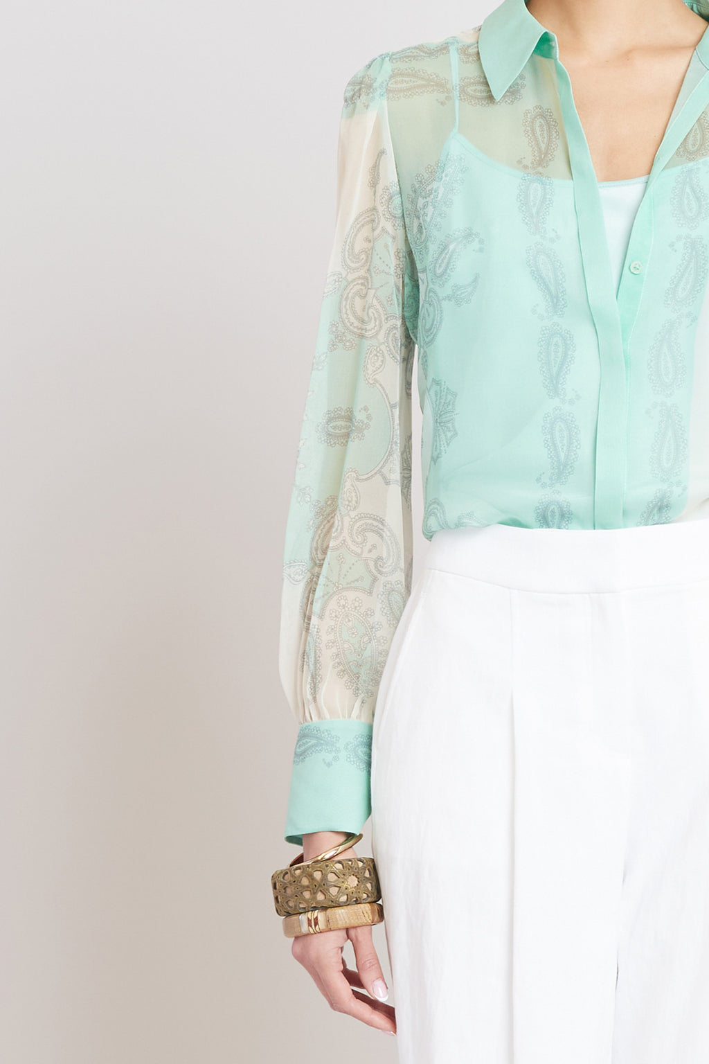 Women Silk Scarf Print Shirt | Elie Tahari