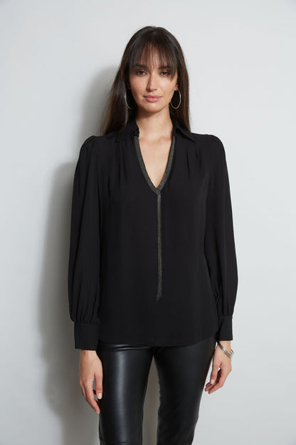 Women Chain Collar Shirt Black | Elie Tahari