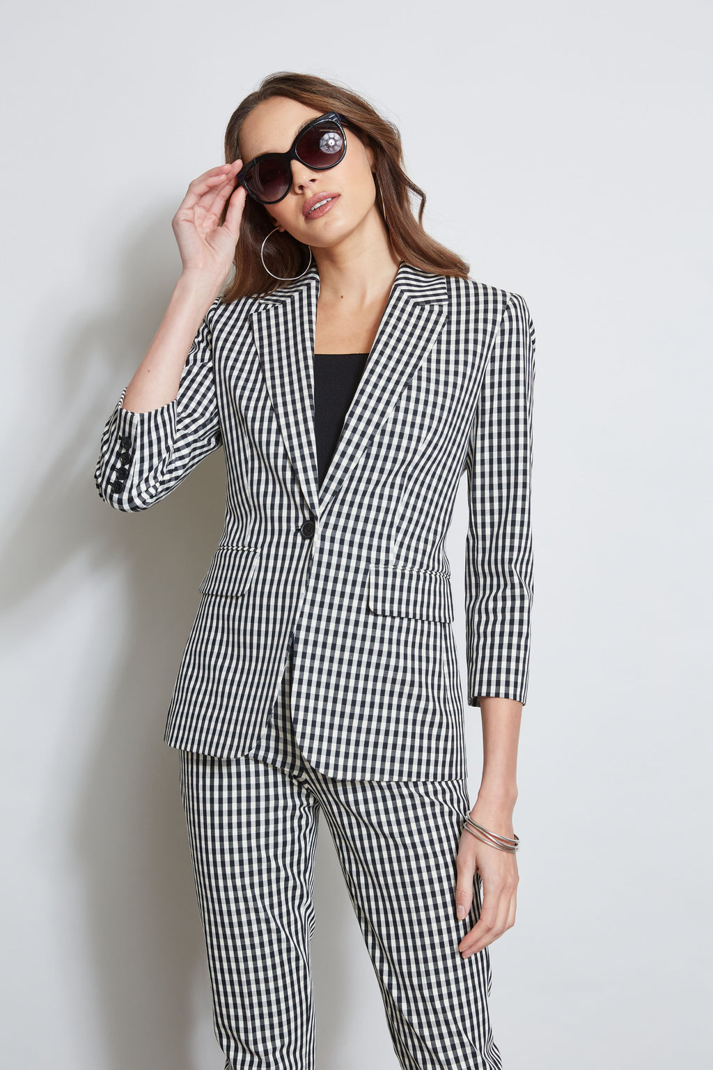 Women Gingham Blazer  | Elie Tahari
