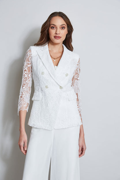 Women Double Breasted Lace Blazer Foam | Elie Tahari