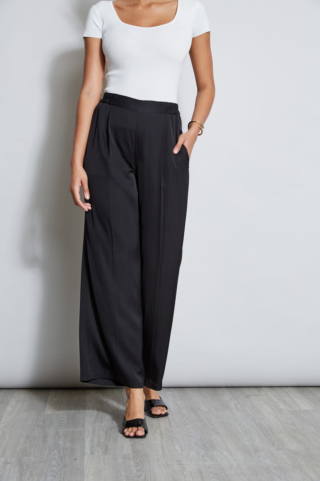 Women Pleated Silk Pant Noir | Elie Tahari