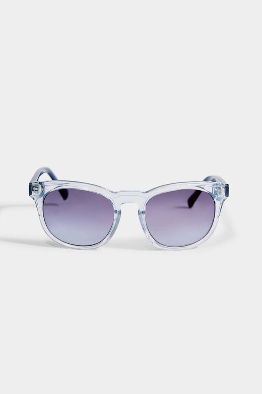 Women Round Acetate Sunglasses Clear Blue | Elie Tahari