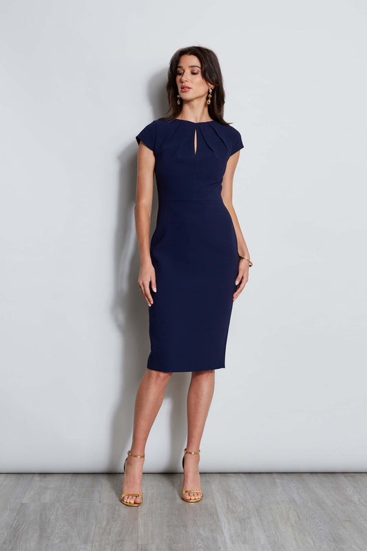 Women Crepe Keyhole Dart Dress Galaxy Navy | Elie Tahari