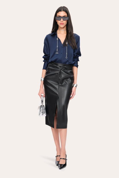 Women Vegan Leather Twist Skirt  | Elie Tahari