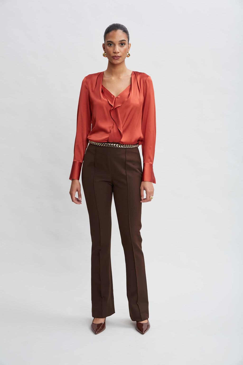 Women Crepe Seam Slit Flare Pant  | Elie Tahari