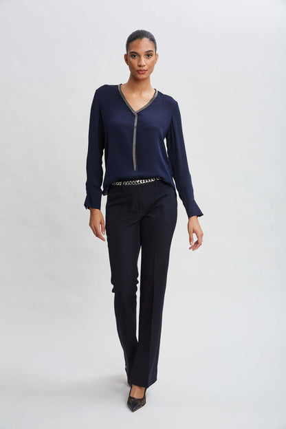 Women Silk Long Sleeve Chain Shirt  | Elie Tahari