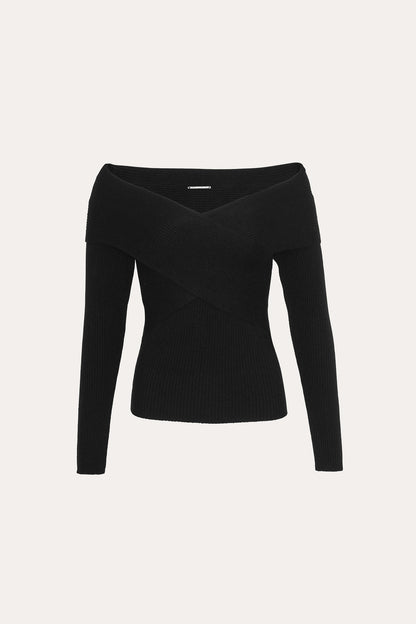 Women Off-Shoulder Sweater Black | Elie Tahari