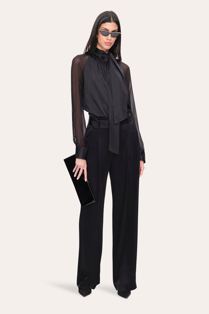 Women Satin Belted Pant Black | Elie Tahari