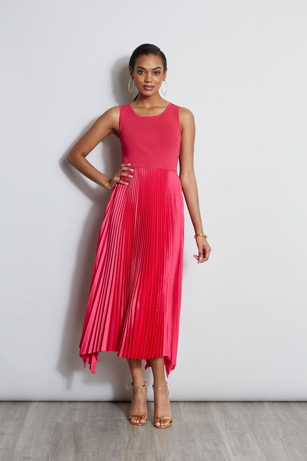 Women Pleated Midi Dress Island Pink | Elie Tahari