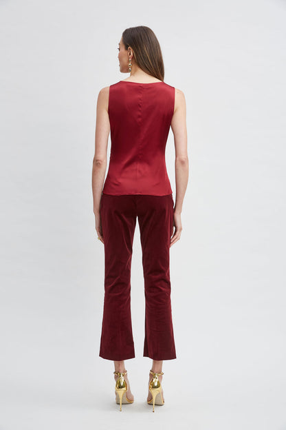 Women Silk Satin Sleeveless Ruffle Top Sangria | Elie Tahari