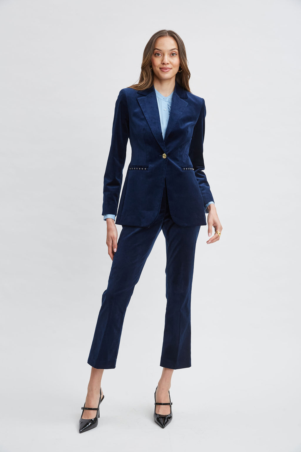Women Single Button Velvet Blazer  | Elie Tahari