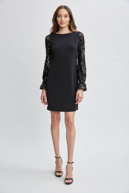 Women Sequin Sleeve Shift Dress Black | Elie Tahari