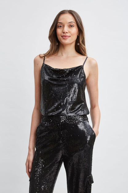 Women Pave Sequin Cami Black | Elie Tahari