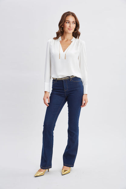 Women Silk Chain Tassel Shirt  | Elie Tahari
