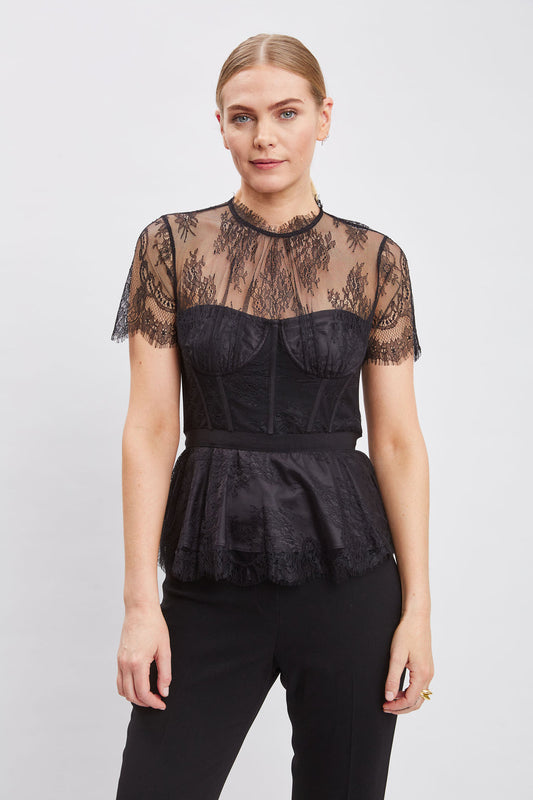 Women Lace Corset Top Black | Elie Tahari