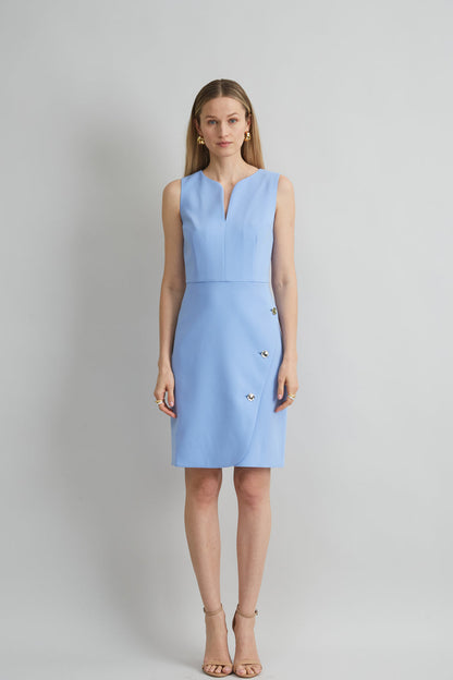 Women Contour Crepe Button Dress Horizon Blue | Elie Tahari