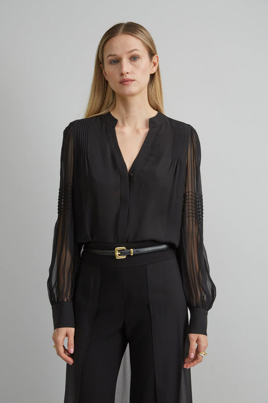 Women Chiffon Button Down Shirt Black | Elie Tahari