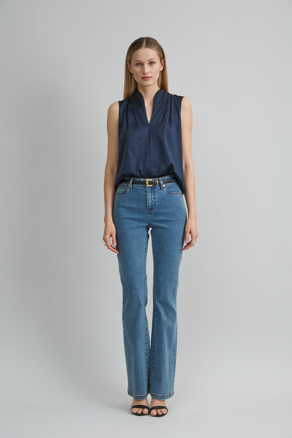Women Sleeveless Silk Satin Contour Shirt  | Elie Tahari