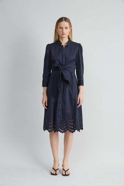 Women Cotton Tie Embroidered Dress Stargazer | Elie Tahari
