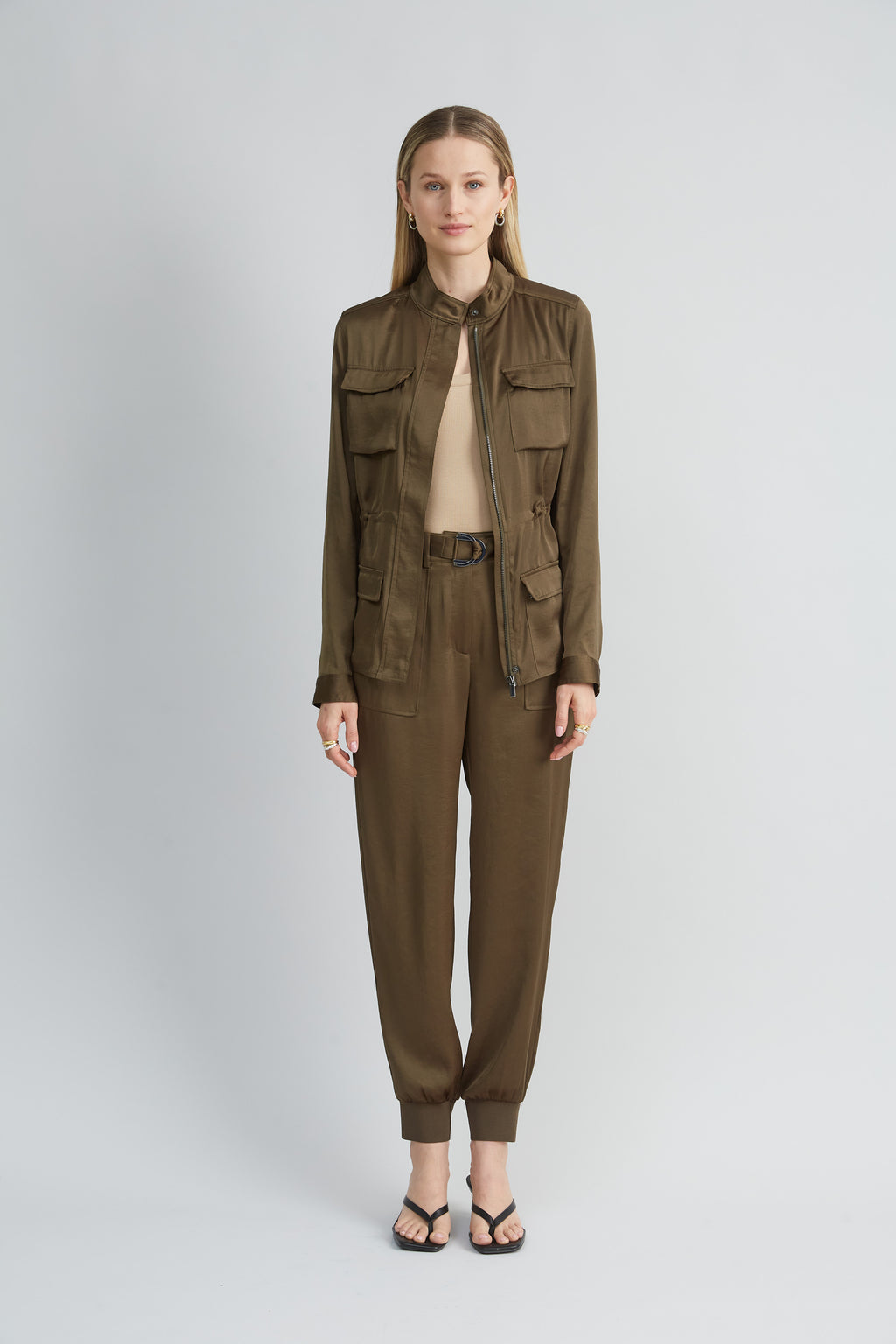 Women Satin Belted Cargo Pant  | Elie Tahari