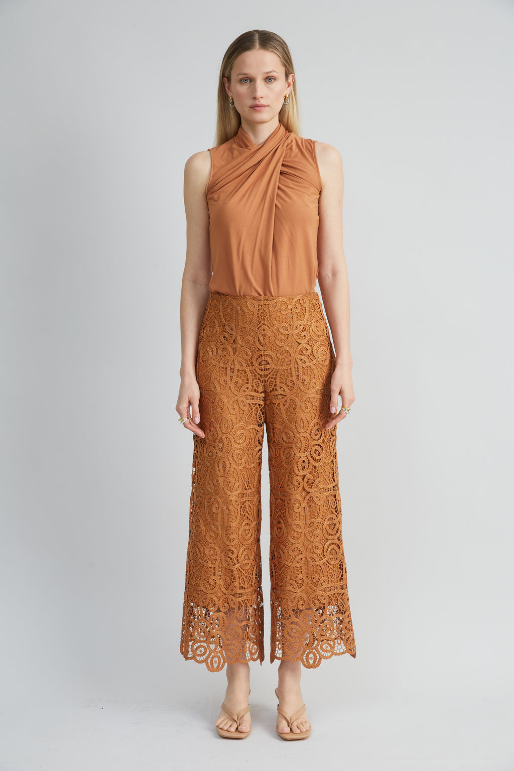 Women Lace Palazzo Pant Caramel | Elie Tahari