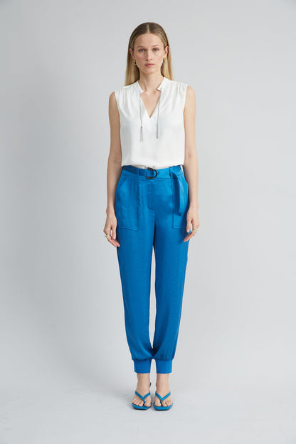 Women Satin Belted Cargo Pant  | Elie Tahari