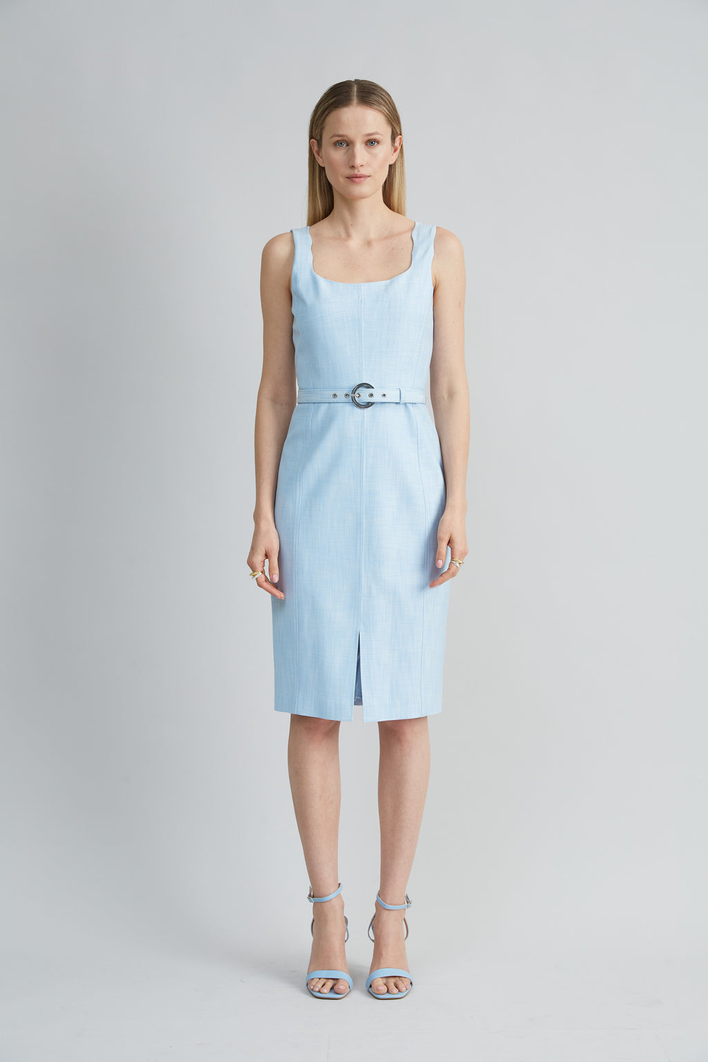 Women Scallop Melange Dress Mist Blue | Elie Tahari
