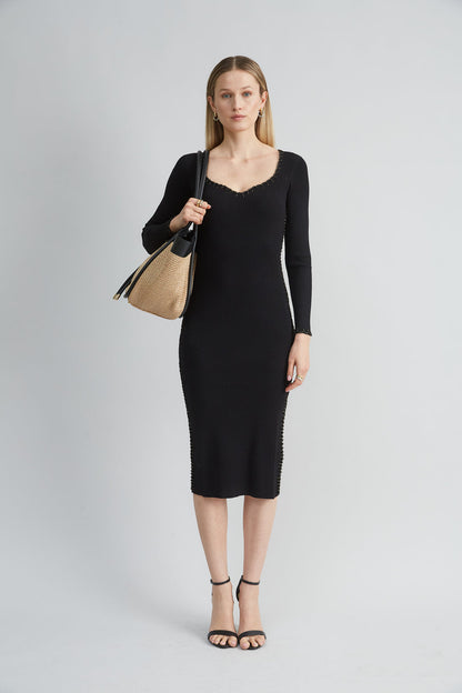 Women The Rib Knit Dress Noir | Elie Tahari