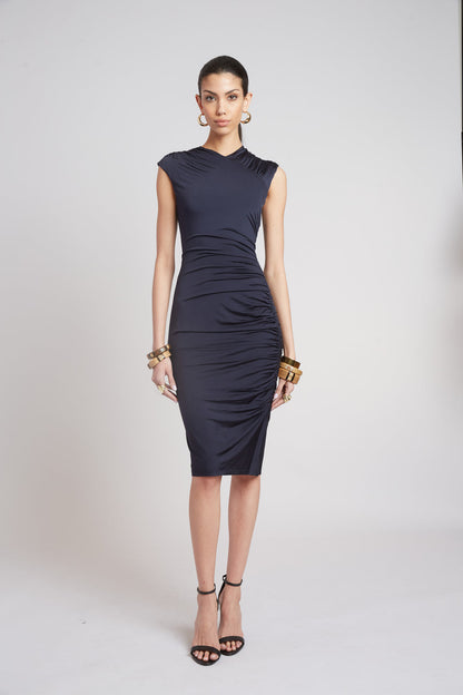 Women Ruched Jersey Dress Indigo | Elie Tahari
