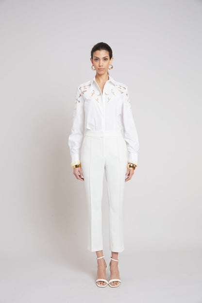 Women Openwork Cotton Shirt  | Elie Tahari