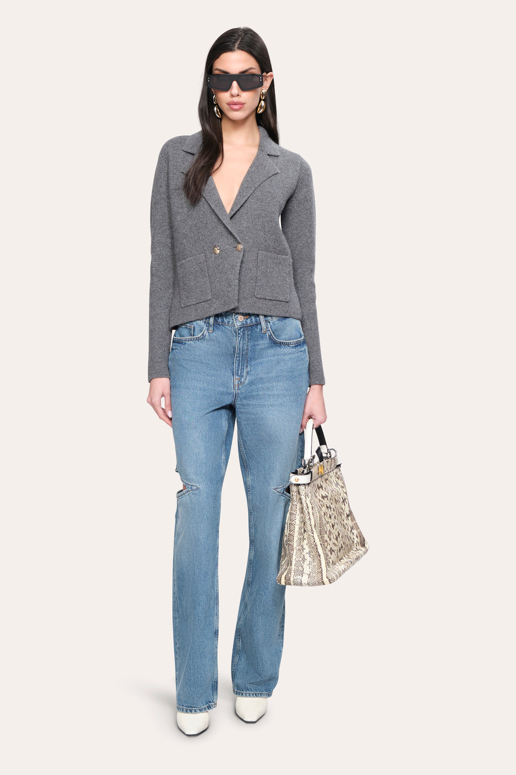 Women Lily Knit Jacket Charcoal Melange | Elie Tahari