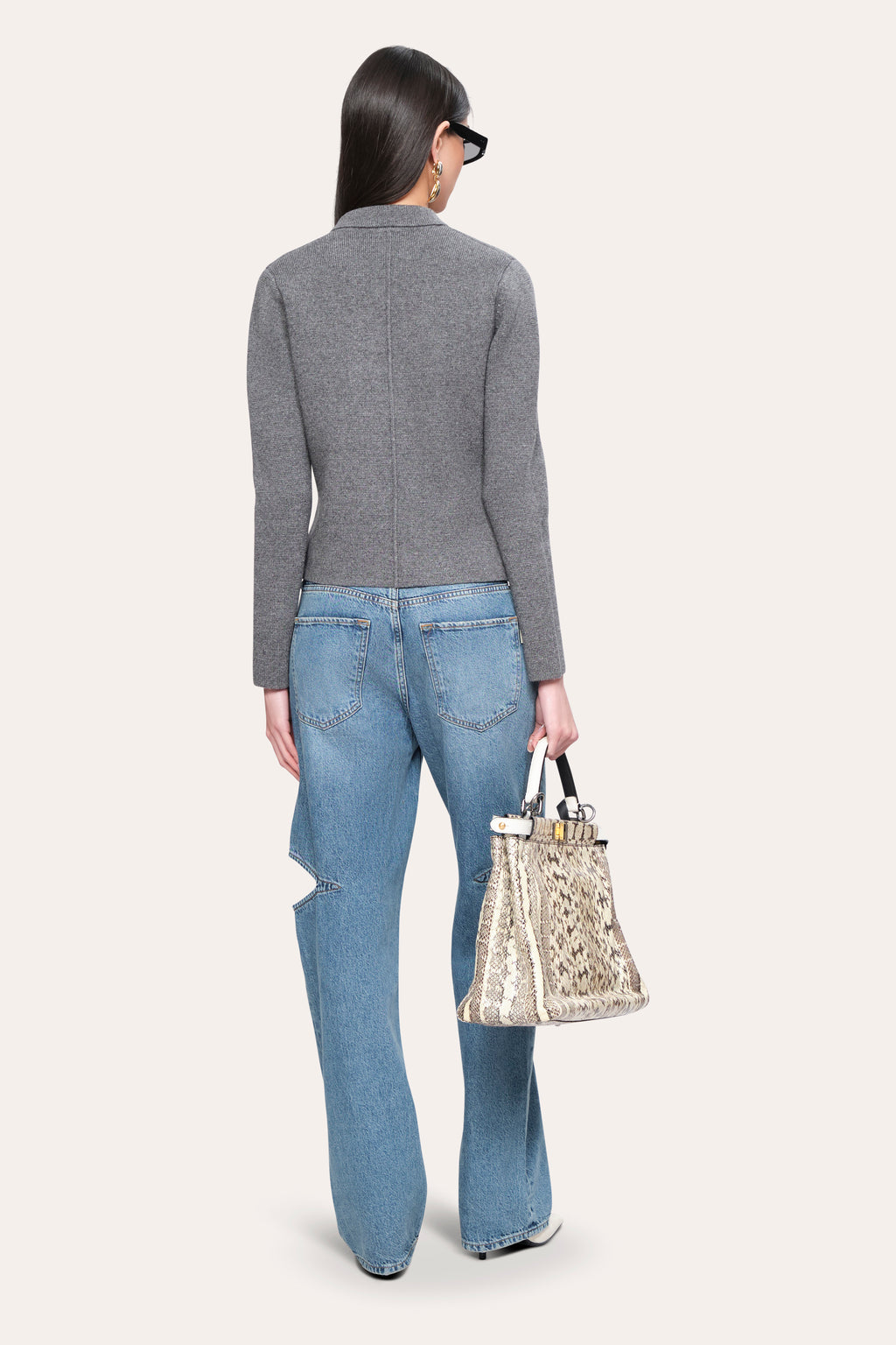 Women Lily Knit Jacket Charcoal Melange | Elie Tahari