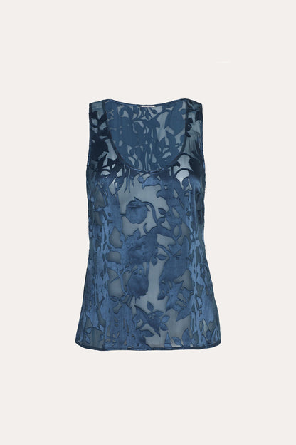 Women Shadow Scoop Tank Blue | Elie Tahari